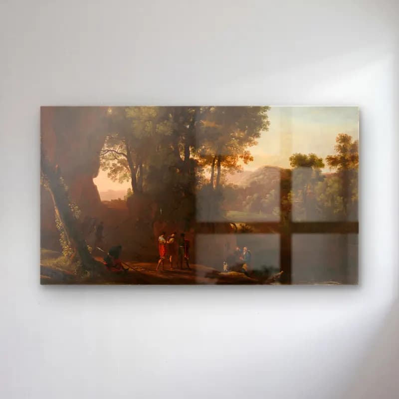 Herman van Swanevelt – Landscape with the baptism of the eunuch cam tablo — Herman van Swanevelt – Landscape with the baptism of the eunuch — yağlı boya mitolojik sahne