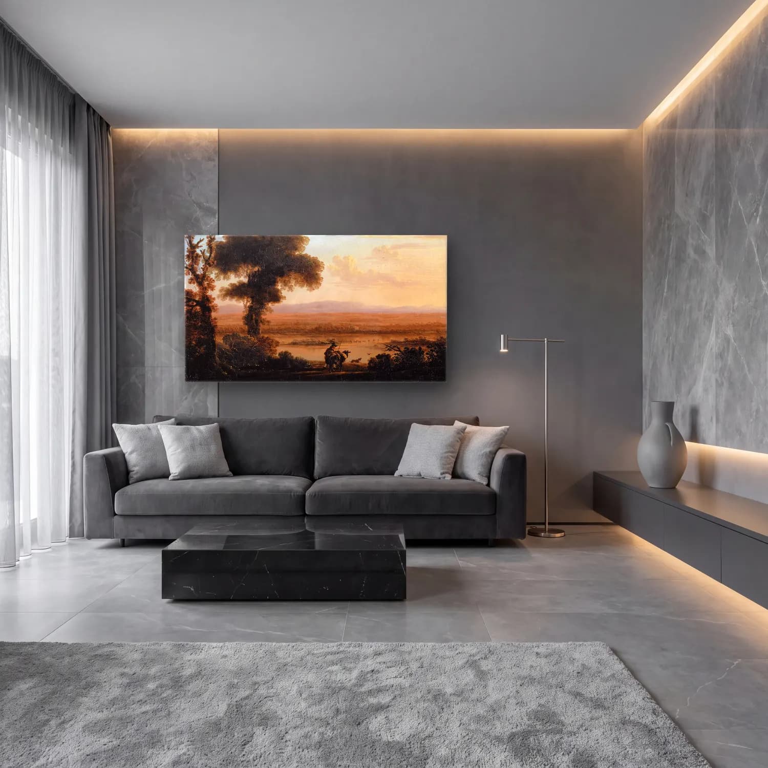 Herman van Swanevelt – Southern River Landscape cam tablo — lüks salon duvarında