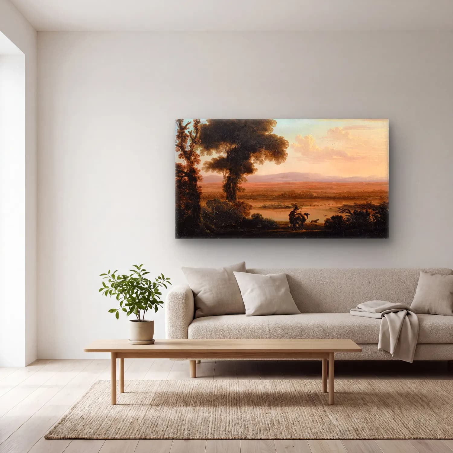 Herman van Swanevelt – Southern River Landscape cam tablo — açık renk salonda
