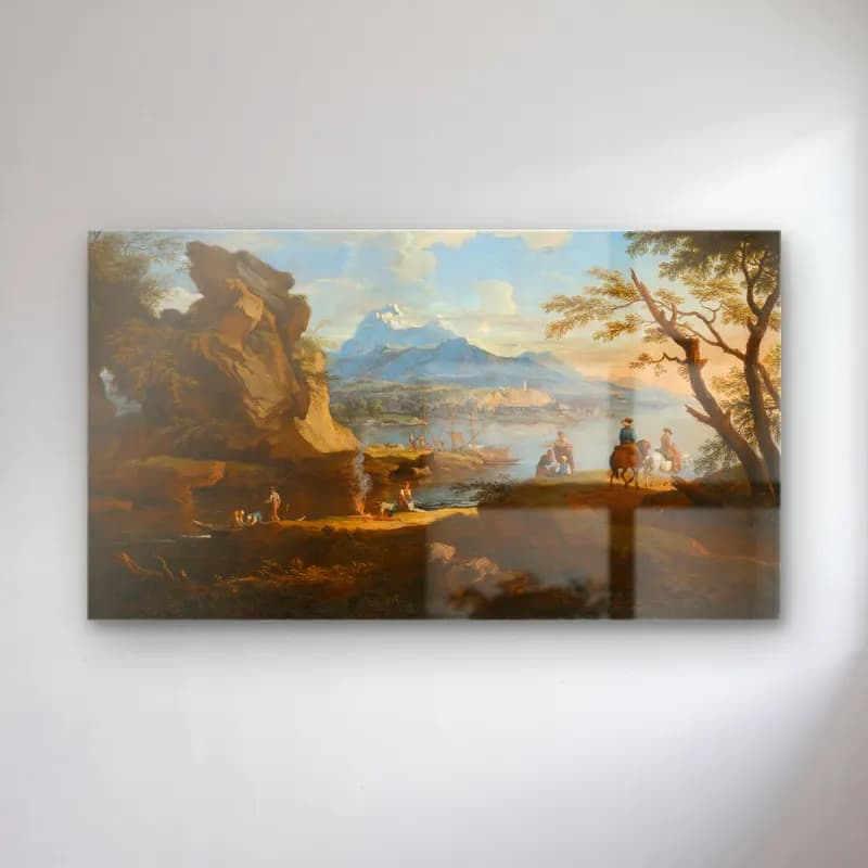 Jacob de Heusch – A Harbour Scene With Fishermen Returning To Shore cam tablo — Jacob de Heusch – A Harbour Scene With Fishermen Returning To Shore — yağlı boya i̇talyan sahili
