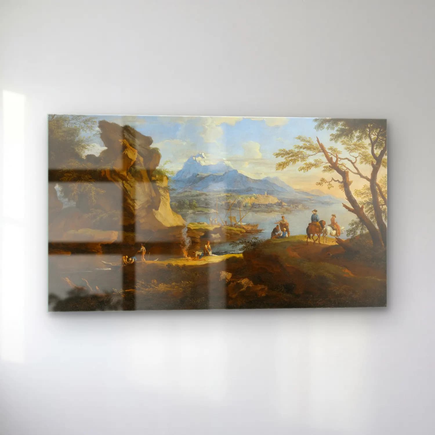 Jacob de Heusch – A Harbour Scene With Fishermen Returning To Shore cam tablo — sol açıdan görünüm