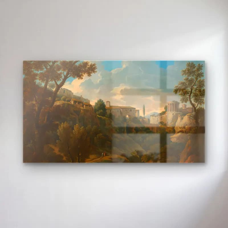 Jan Frans Van Bloemen – A capriccio of Tivoli with a waterfall and shepherds cam tablo — Jan Frans Van Bloemen – A capriccio of Tivoli with a waterfall and shepherds — yağlı boya akdeniz sahil kasabası
