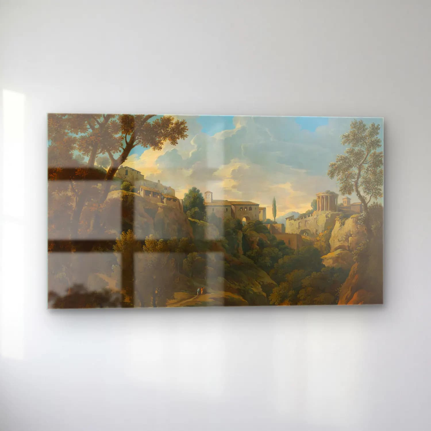 Jan Frans Van Bloemen – A capriccio of Tivoli with a waterfall and shepherds cam tablo — sol açıdan görünüm
