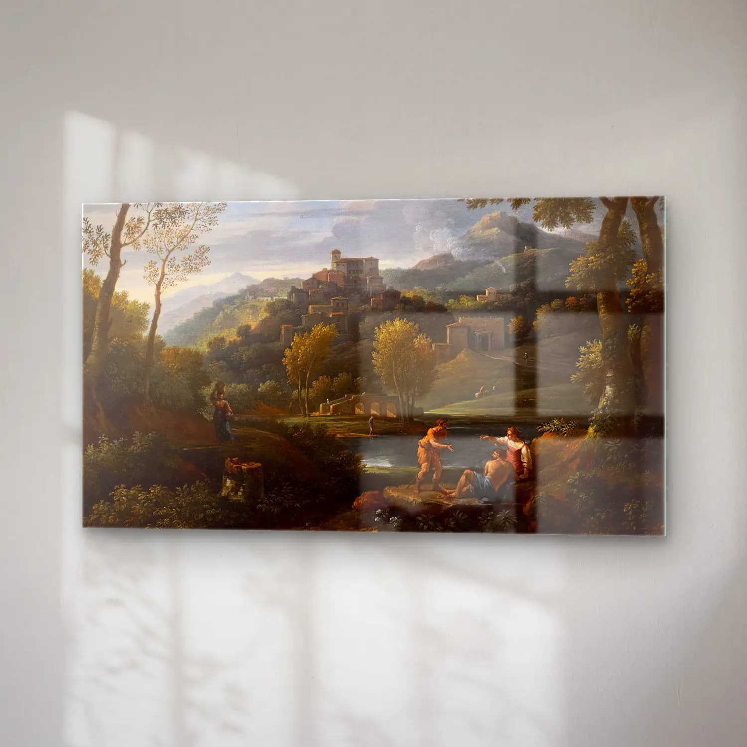 Jan Frans Van Bloemen – An italianate landscape with figures in the foreground cam tablo — sağ açıdan görünüm
