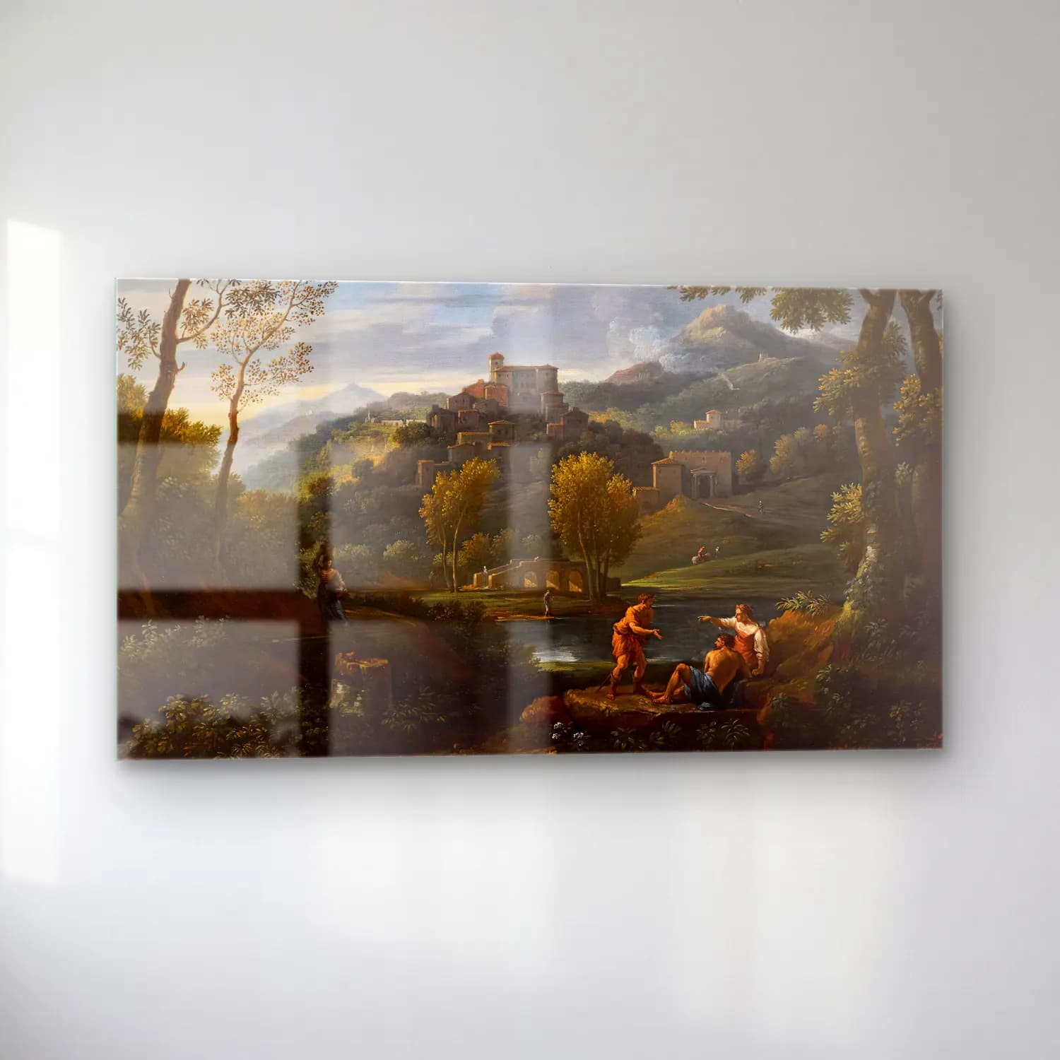Jan Frans Van Bloemen – An italianate landscape with figures in the foreground cam tablo — sol açıdan görünüm