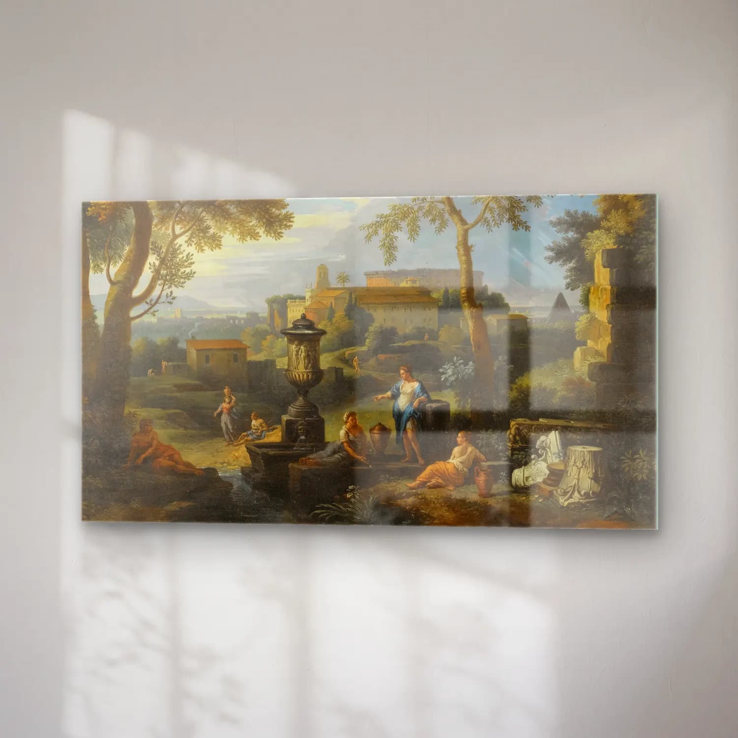 Jan Frans Van Bloemen – Classical Figures Seated By Ruins In An Italianate Landscape cam tablo — sağ açıdan görünüm