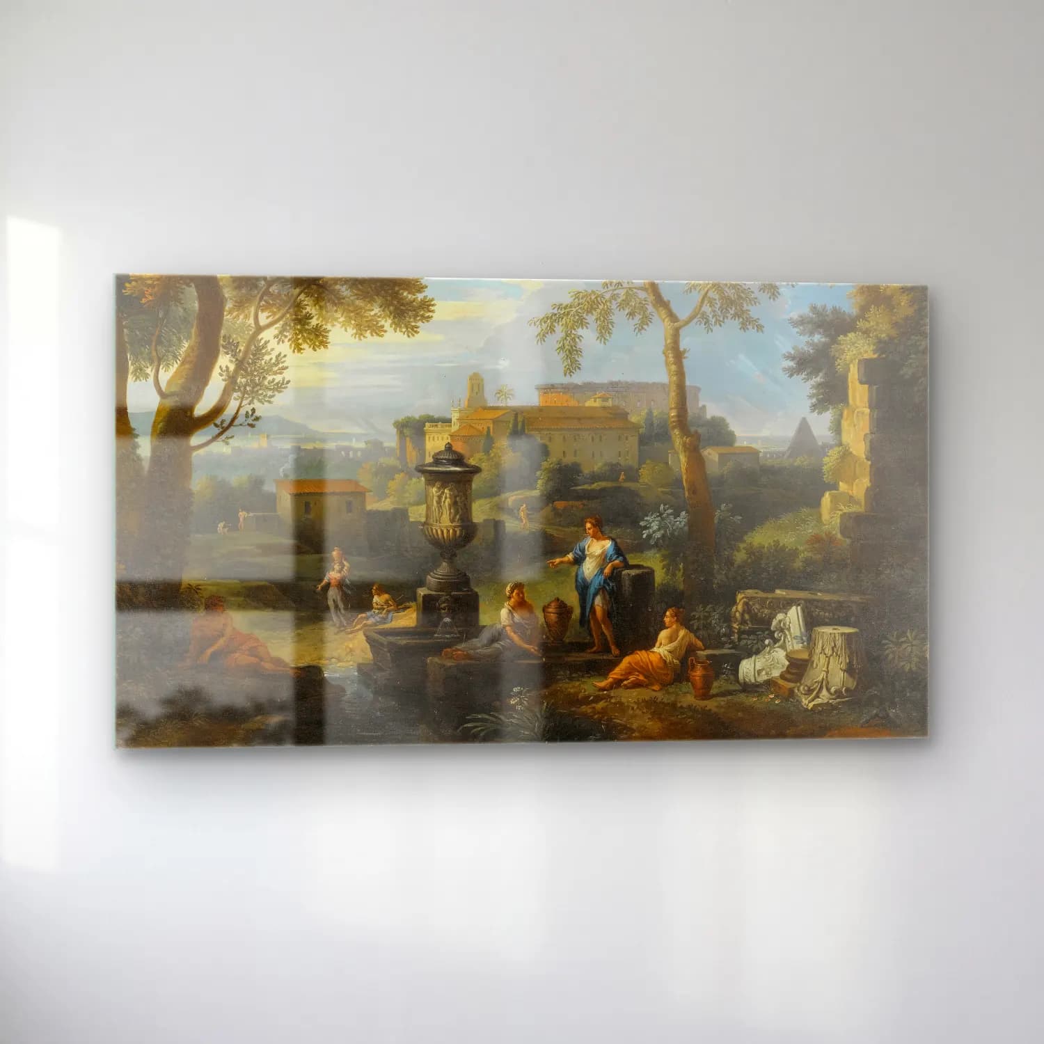 Jan Frans Van Bloemen – Classical Figures Seated By Ruins In An Italianate Landscape cam tablo — sol açıdan görünüm