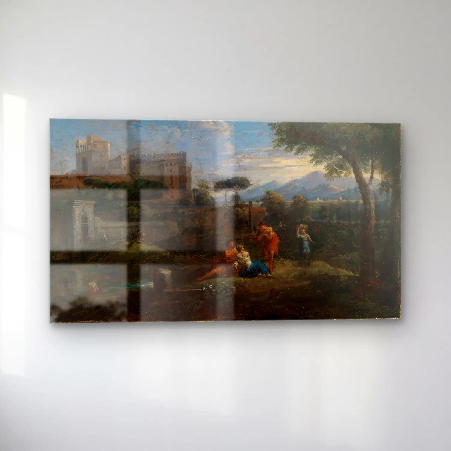 Jan Frans Van Bloemen – Klassische Landschaft bei Rom mit Blick auf das Belvedere… cam tablo — sol açıdan görünüm