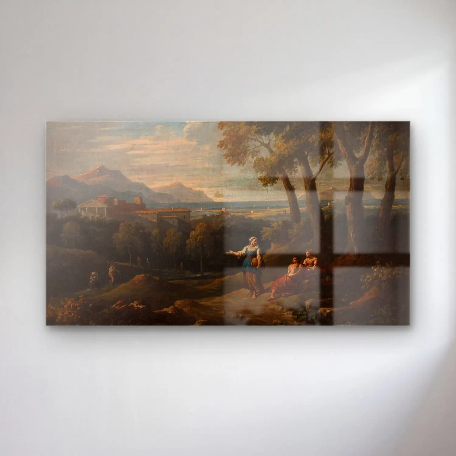 Jan Frans Van Bloemen – Landscape with a Genre Scene cam tablo — Jan Frans Van Bloemen – Landscape with a Genre Scene — yağlı boya dini sahne