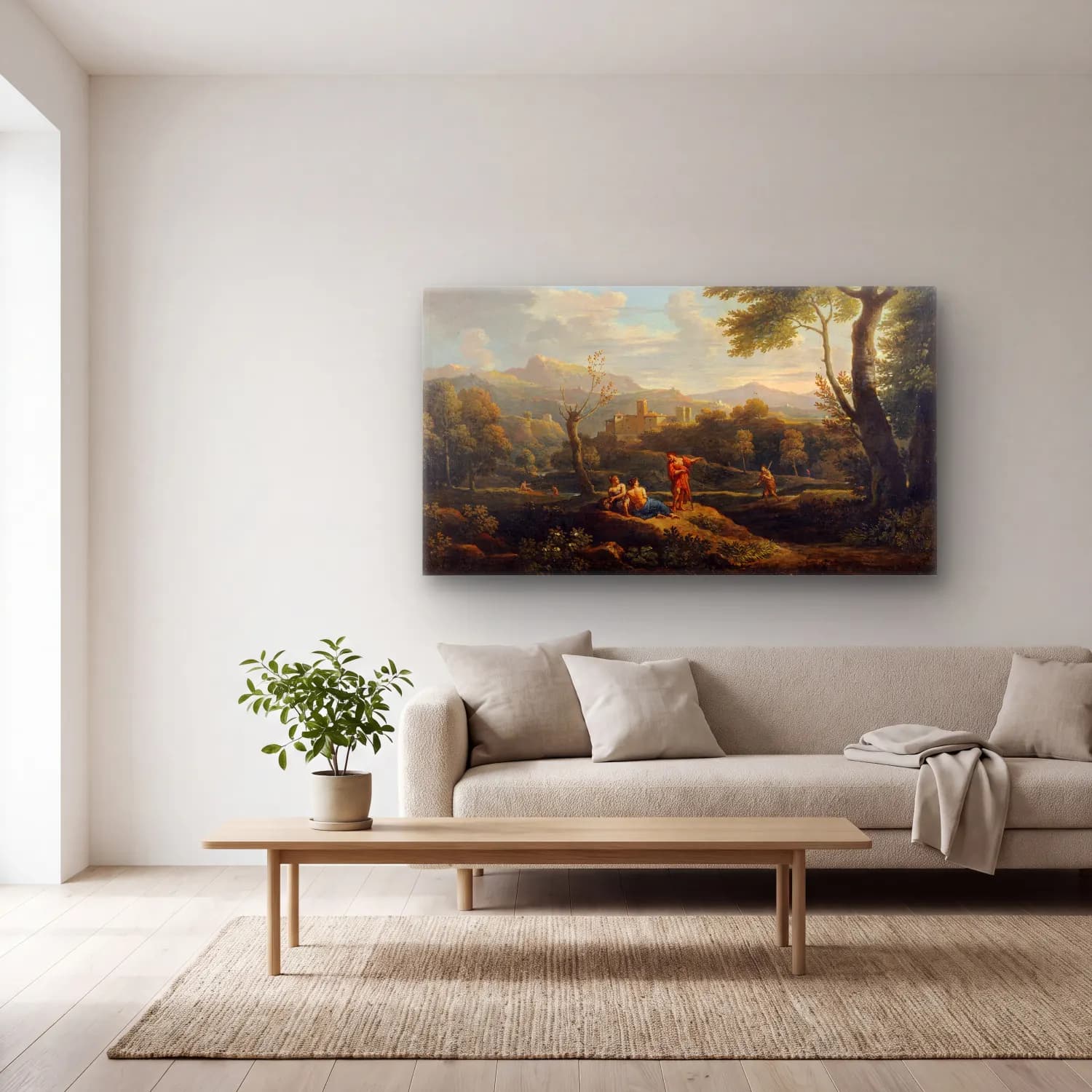 Jan Frans Van Bloemen – Paysage d’Italie cam tablo — açık renk salonda