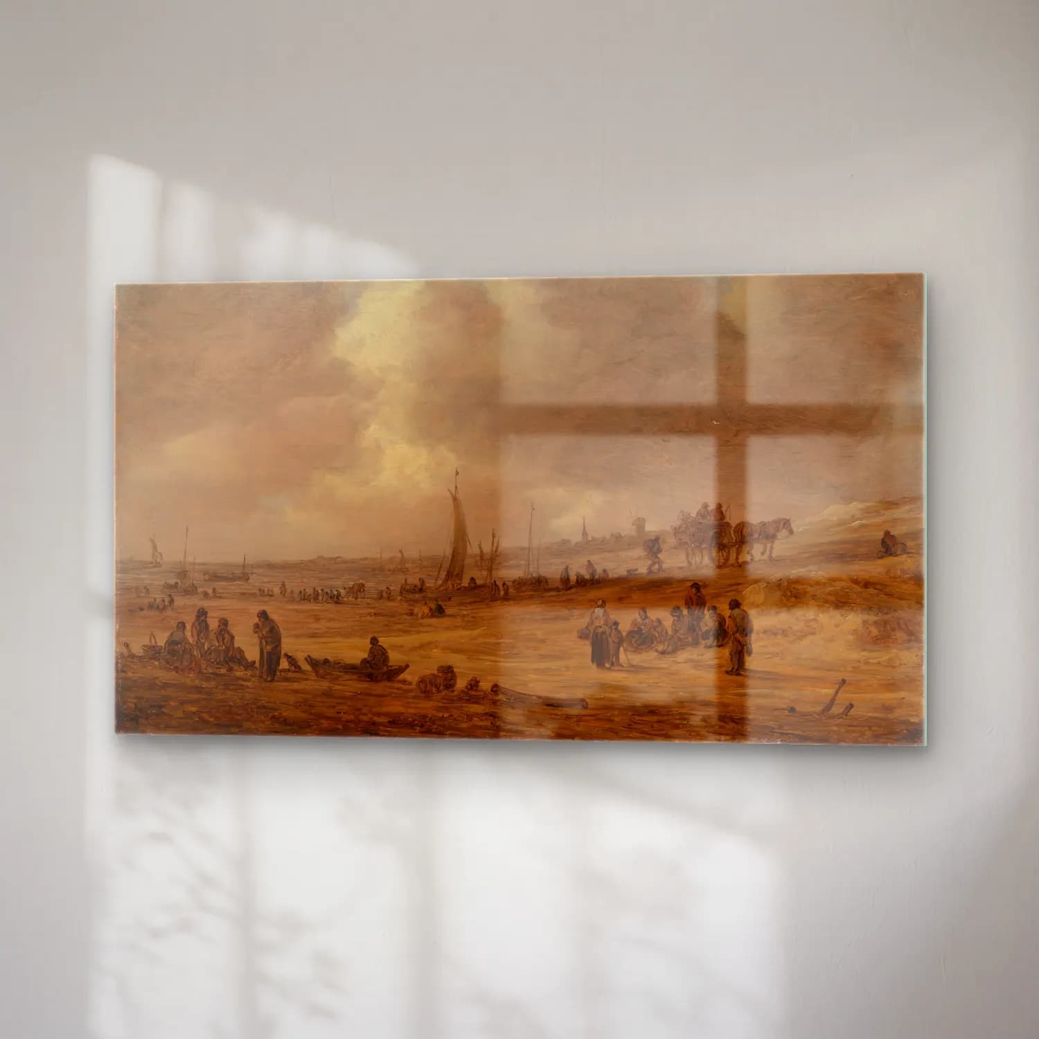 Jan van Goyen – A Beach with Fishing Boats cam tablo — sağ açıdan görünüm