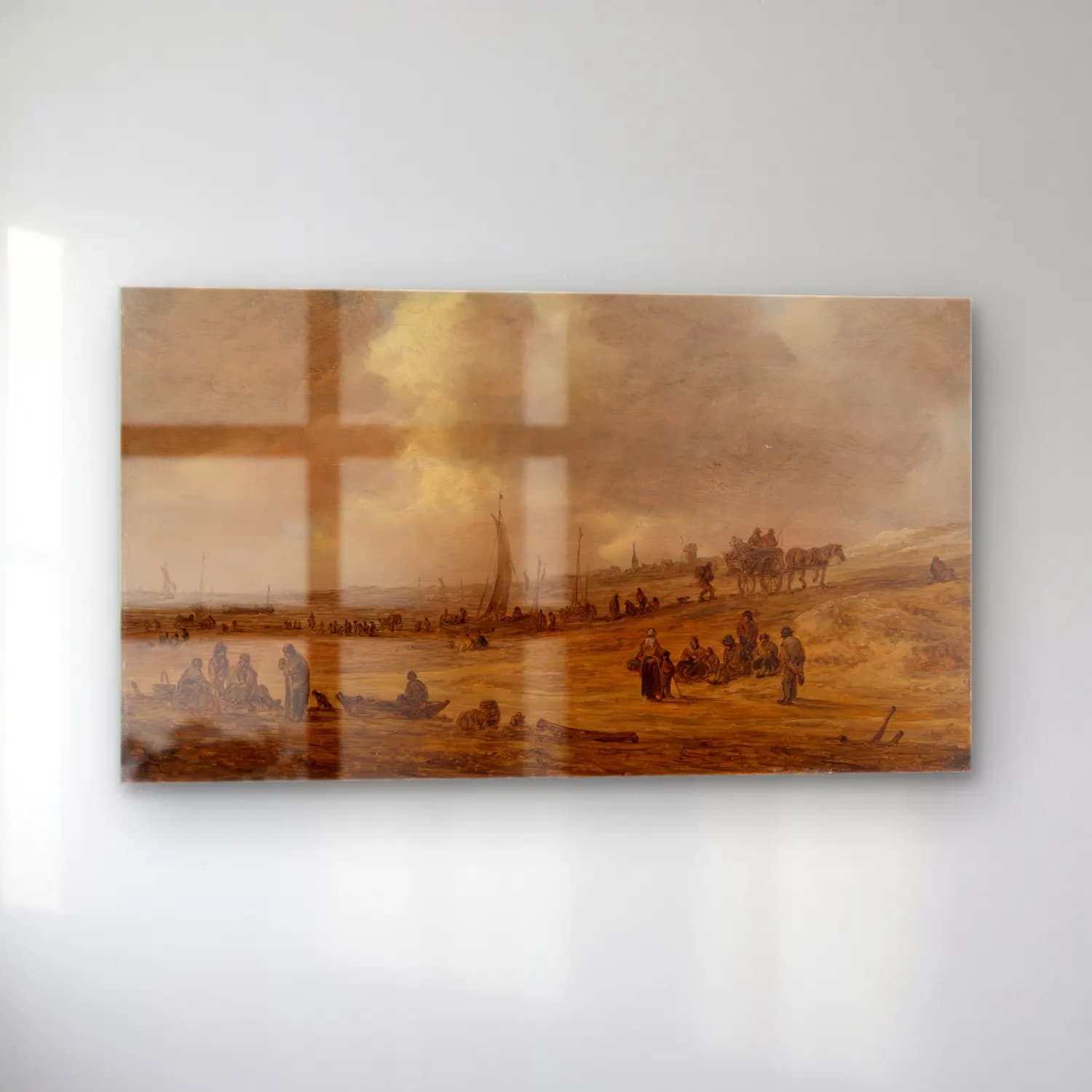 Jan van Goyen – A Beach with Fishing Boats cam tablo — sol açıdan görünüm