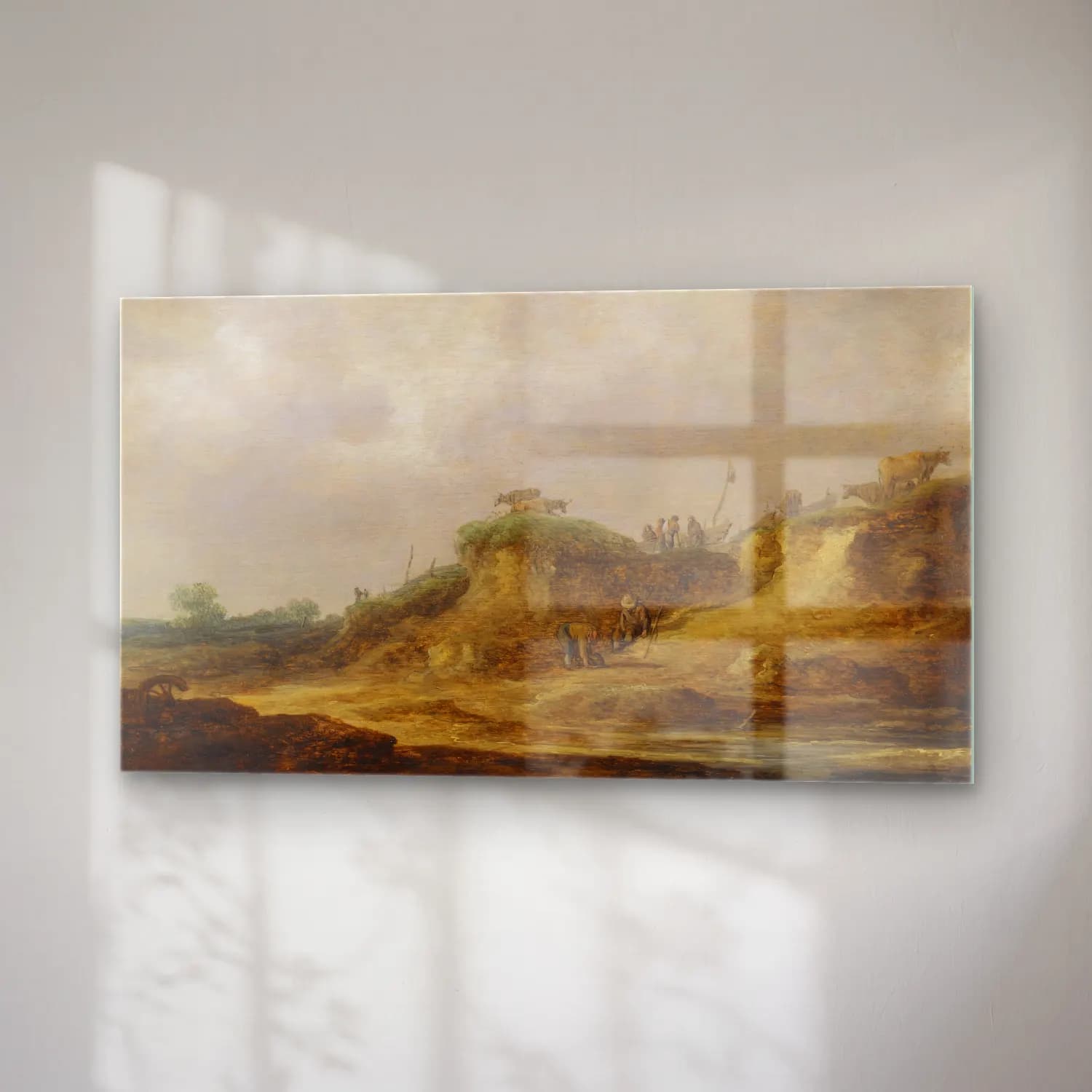 Jan van Goyen – A Dune Landscape With Herdsmen Tending Their Cattle cam tablo — sağ açıdan görünüm