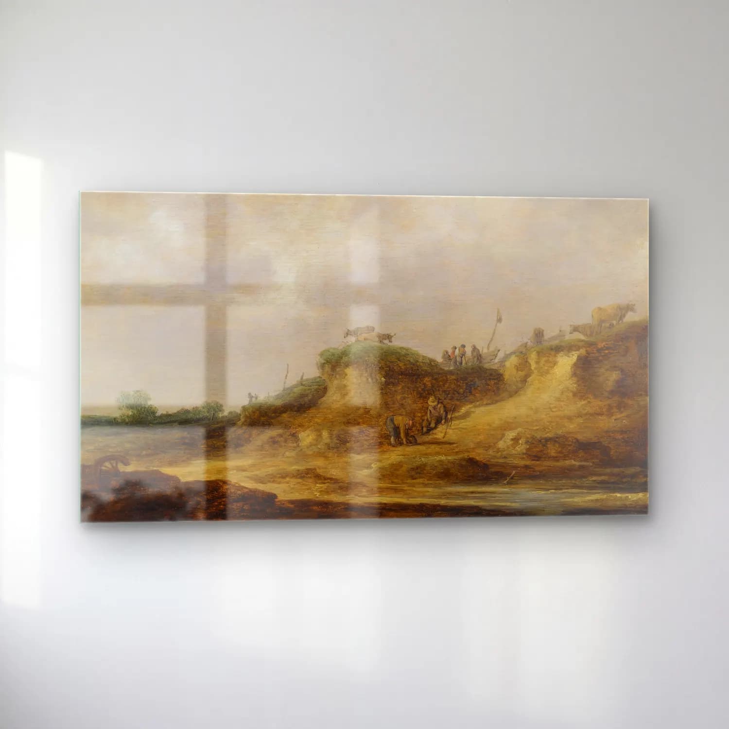 Jan van Goyen – A Dune Landscape With Herdsmen Tending Their Cattle cam tablo — sol açıdan görünüm