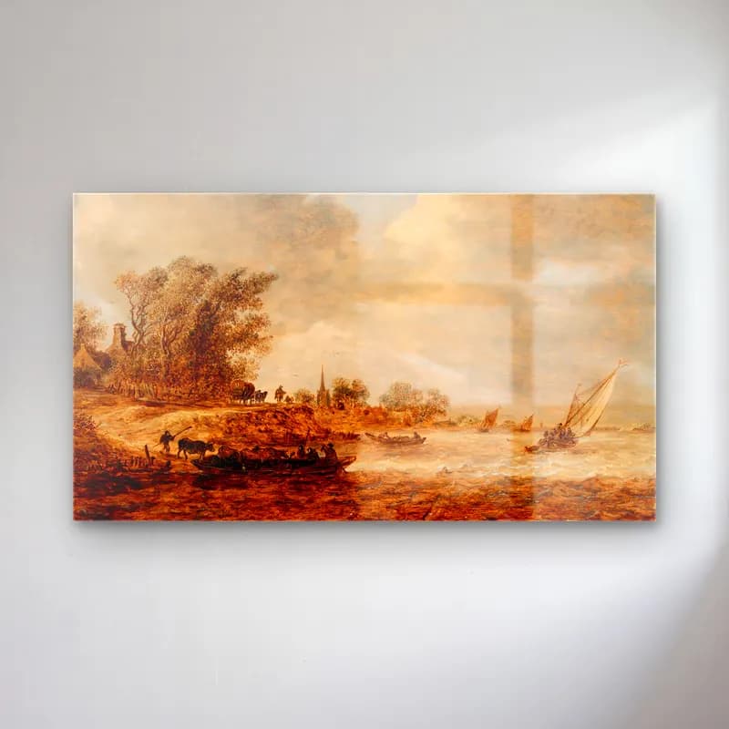 Jan van Goyen – A Windy Day cam tablo — Jan van Goyen – A Windy Day — yağlı boya kırda nehir