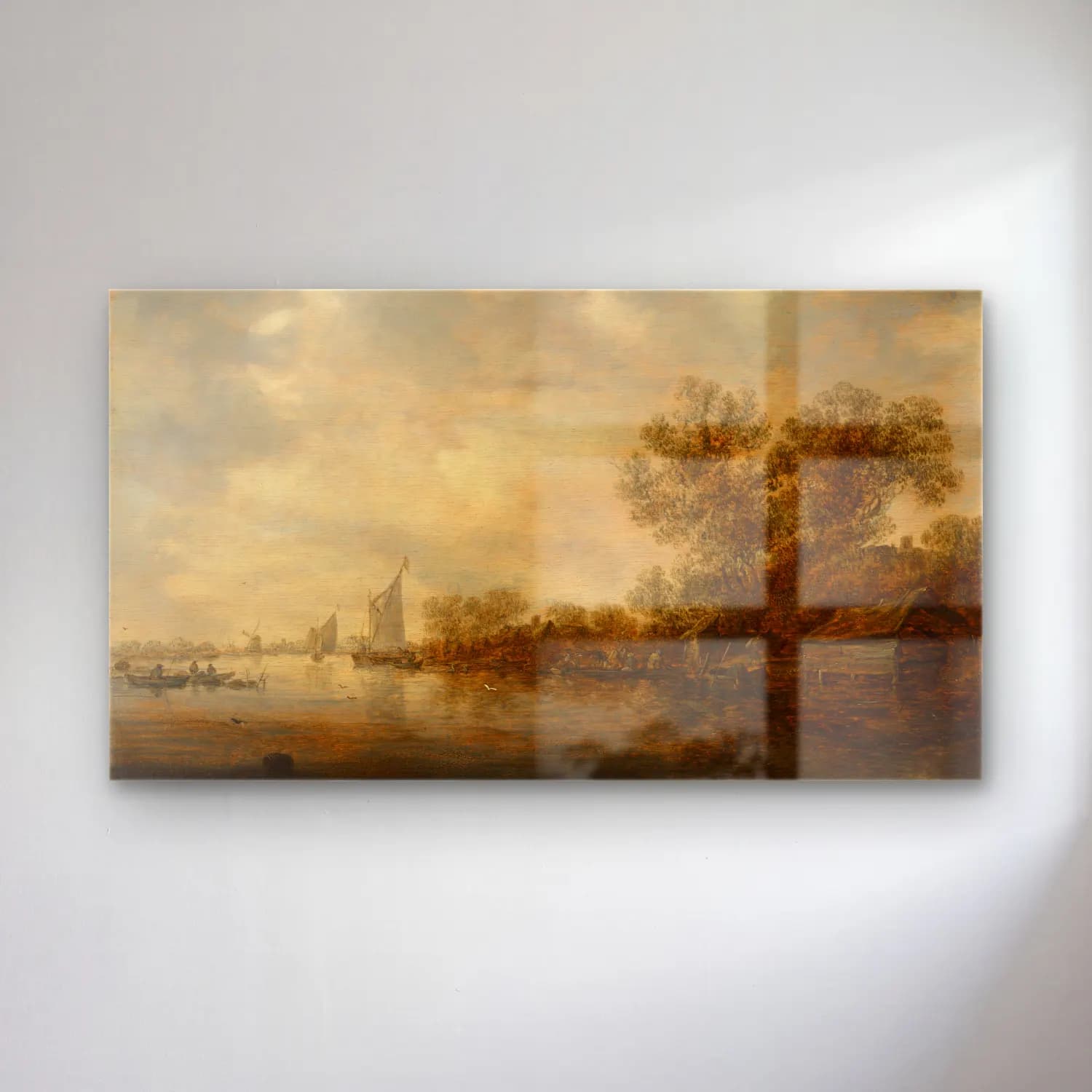 Jan van Goyen – A river landscape with sailing vessels, fishermen’s boats cam tablo — Jan van Goyen – A river landscape with sailing vessels, fishermen’s boats — yağlı boya liman ve tekneler