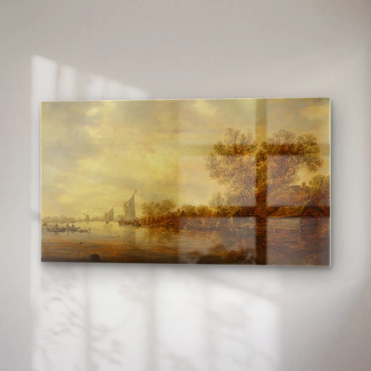 Jan van Goyen – A river landscape with sailing vessels, fishermen’s boats cam tablo — sağ açıdan görünüm