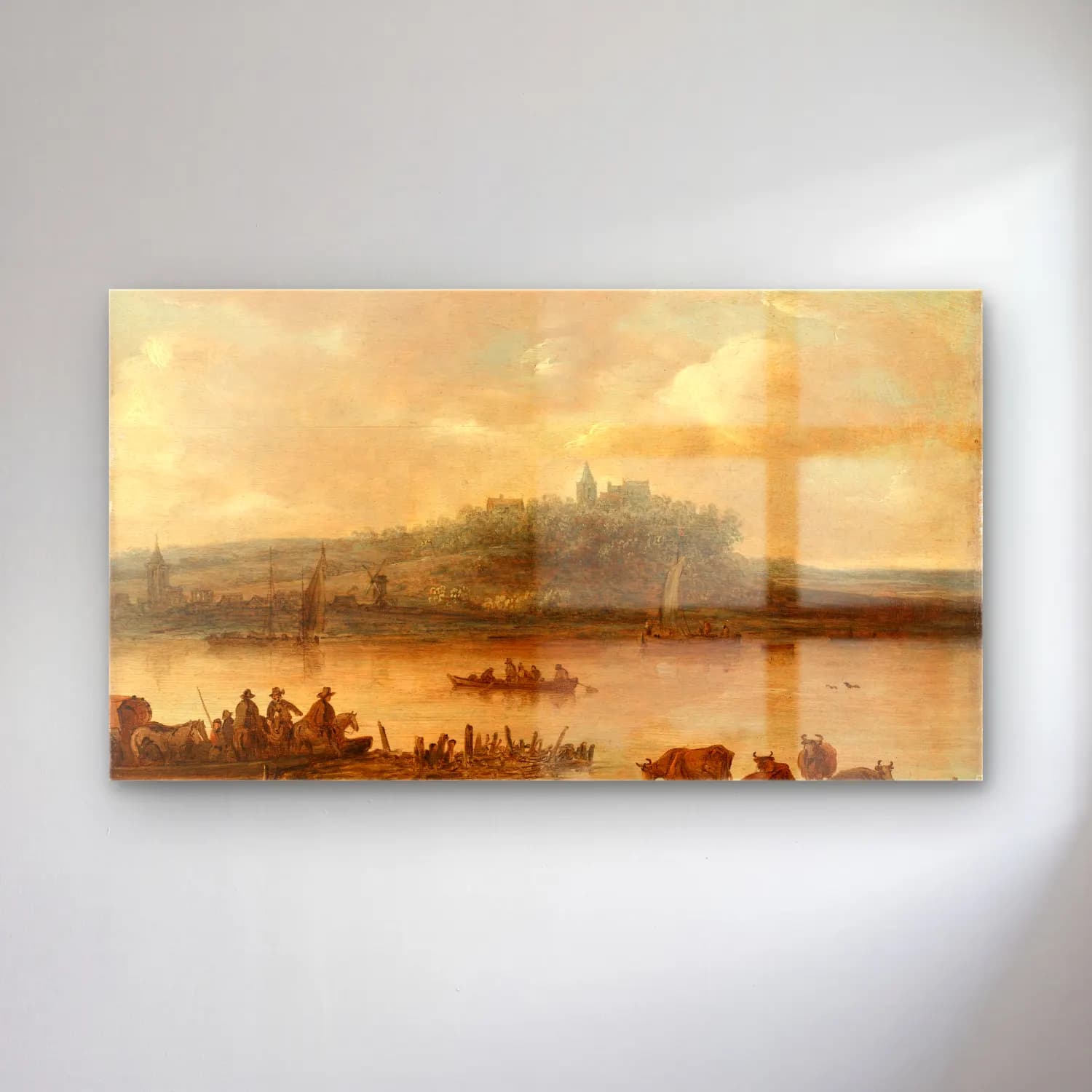 Jan van Goyen – Gezicht op de Rijn en de Elterberg cam tablo — Jan van Goyen – Gezicht op de Rijn en de Elterberg — yağlı boya şato