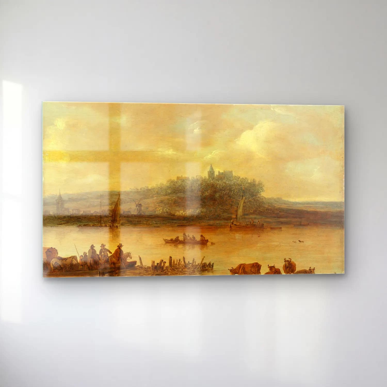 Jan van Goyen – Gezicht op de Rijn en de Elterberg cam tablo — sol açıdan görünüm