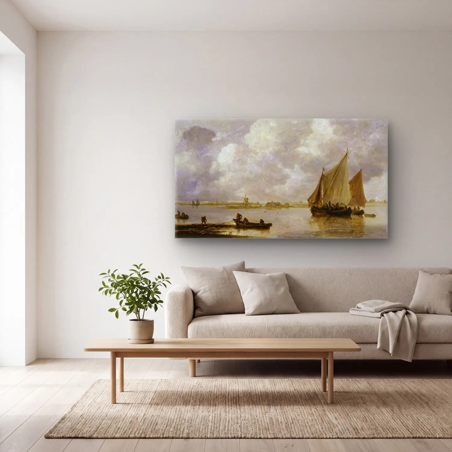 Jan van Goyen – Haarlem Sea cam tablo — açık renk salonda