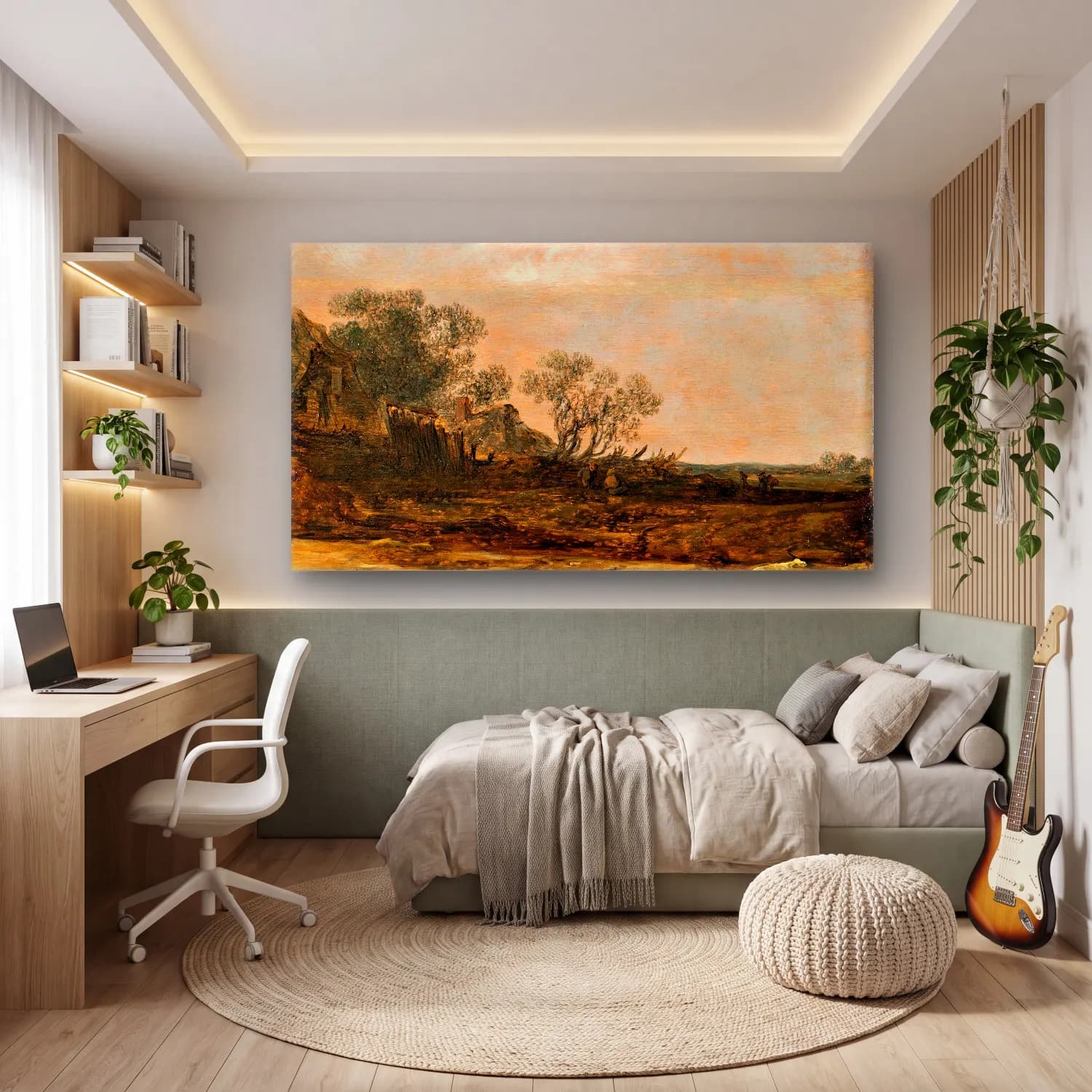 Jan van Goyen – Houses in the Dunes cam tablo — genç odasında