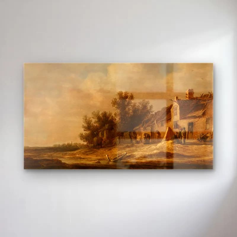 Jan van Goyen – Landscape cam tablo — Jan van Goyen – Landscape — yağlı boya kır evi