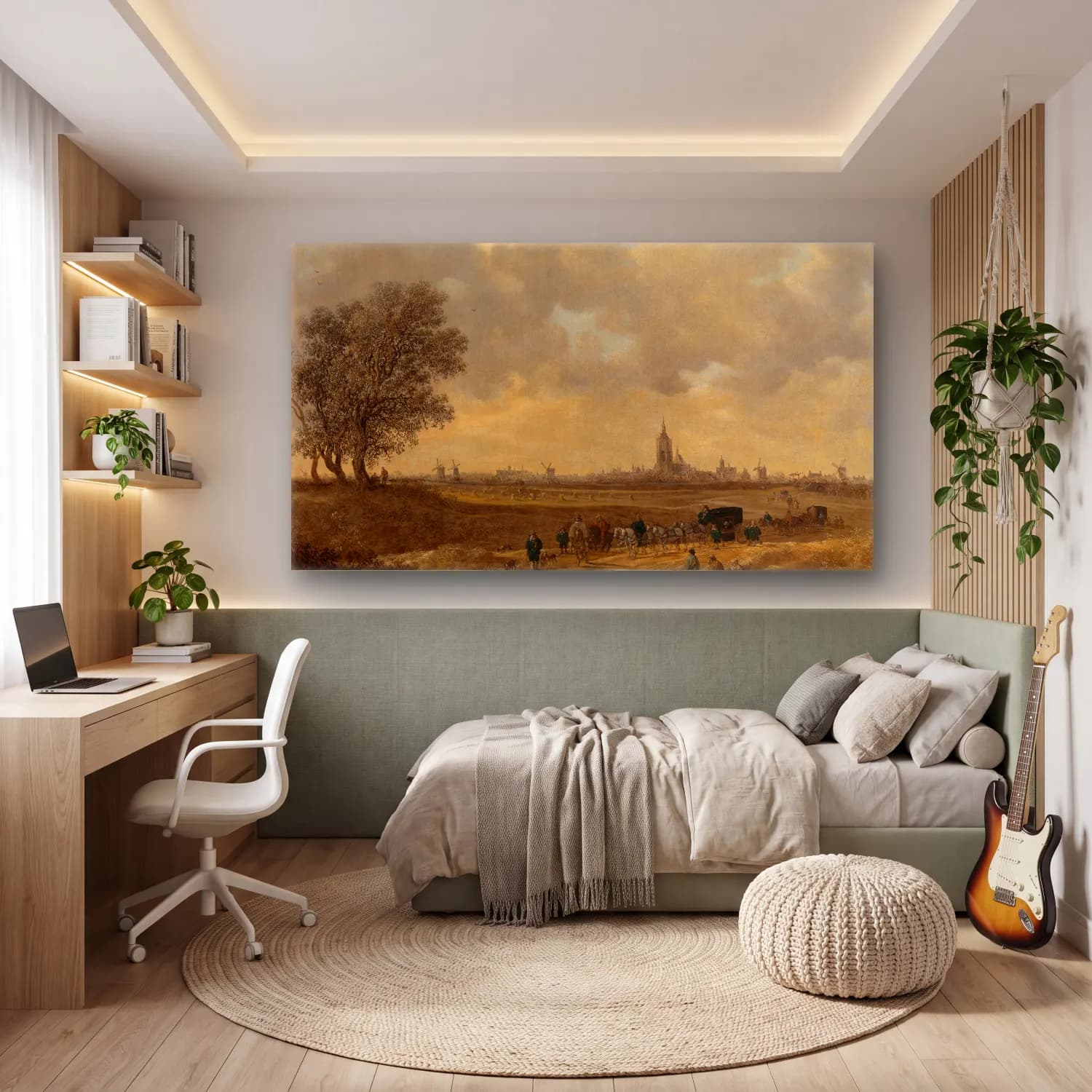 Jan van Goyen – Landscape – Bej Tonlar cam tablo — genç odasında