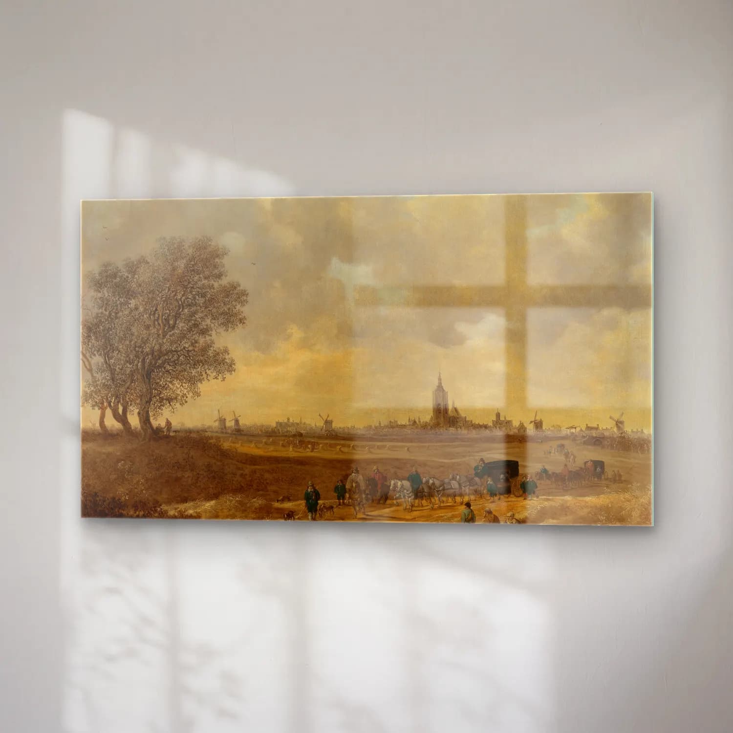 Jan van Goyen – Landscape – Bej Tonlar cam tablo — sağ açıdan görünüm