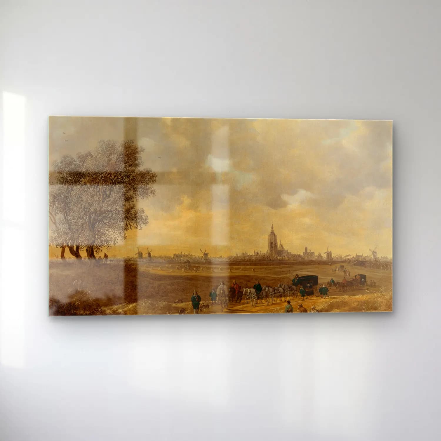 Jan van Goyen – Landscape – Bej Tonlar cam tablo — sol açıdan görünüm