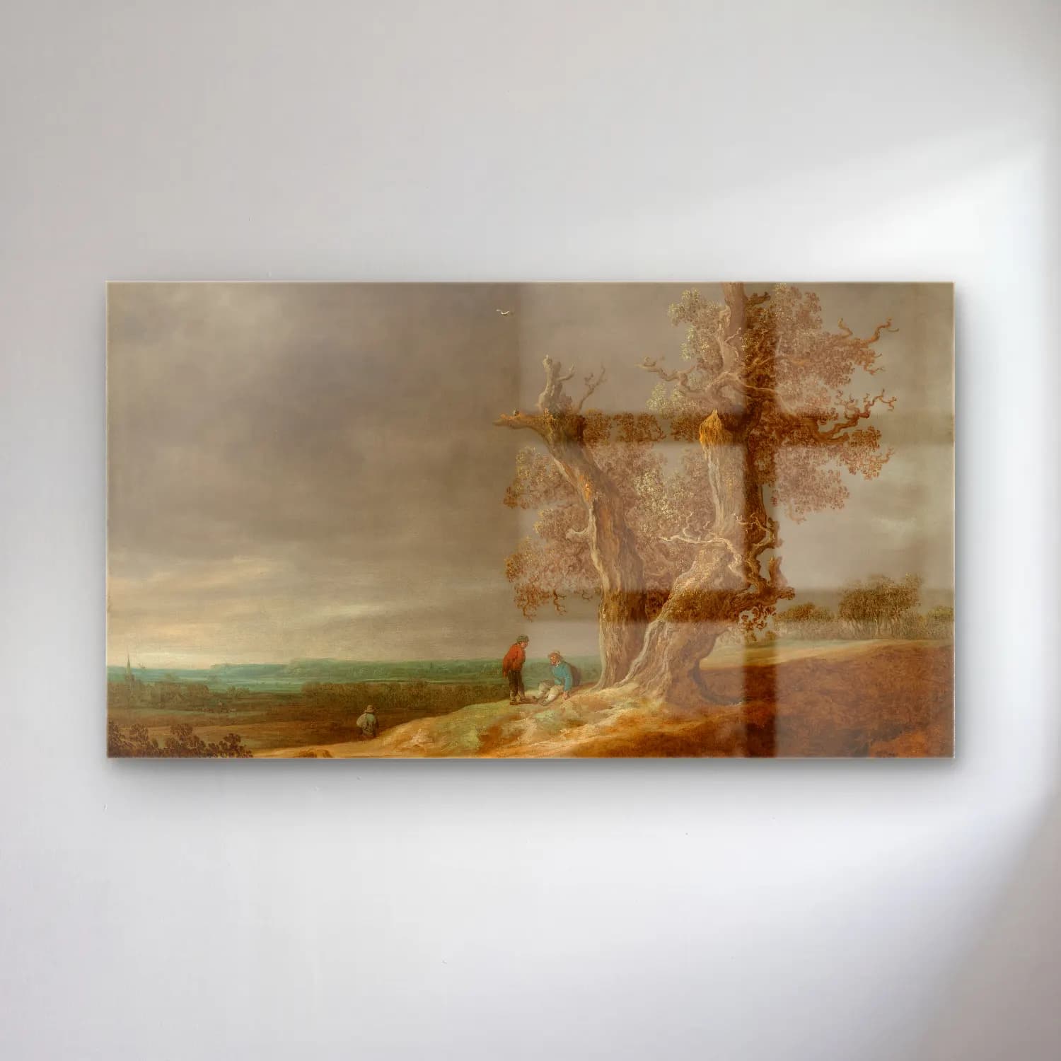 Jan van Goyen – Landscape with Two Oaks cam tablo — Jan van Goyen – Landscape with Two Oaks — yağlı boya yalnız ağaç
