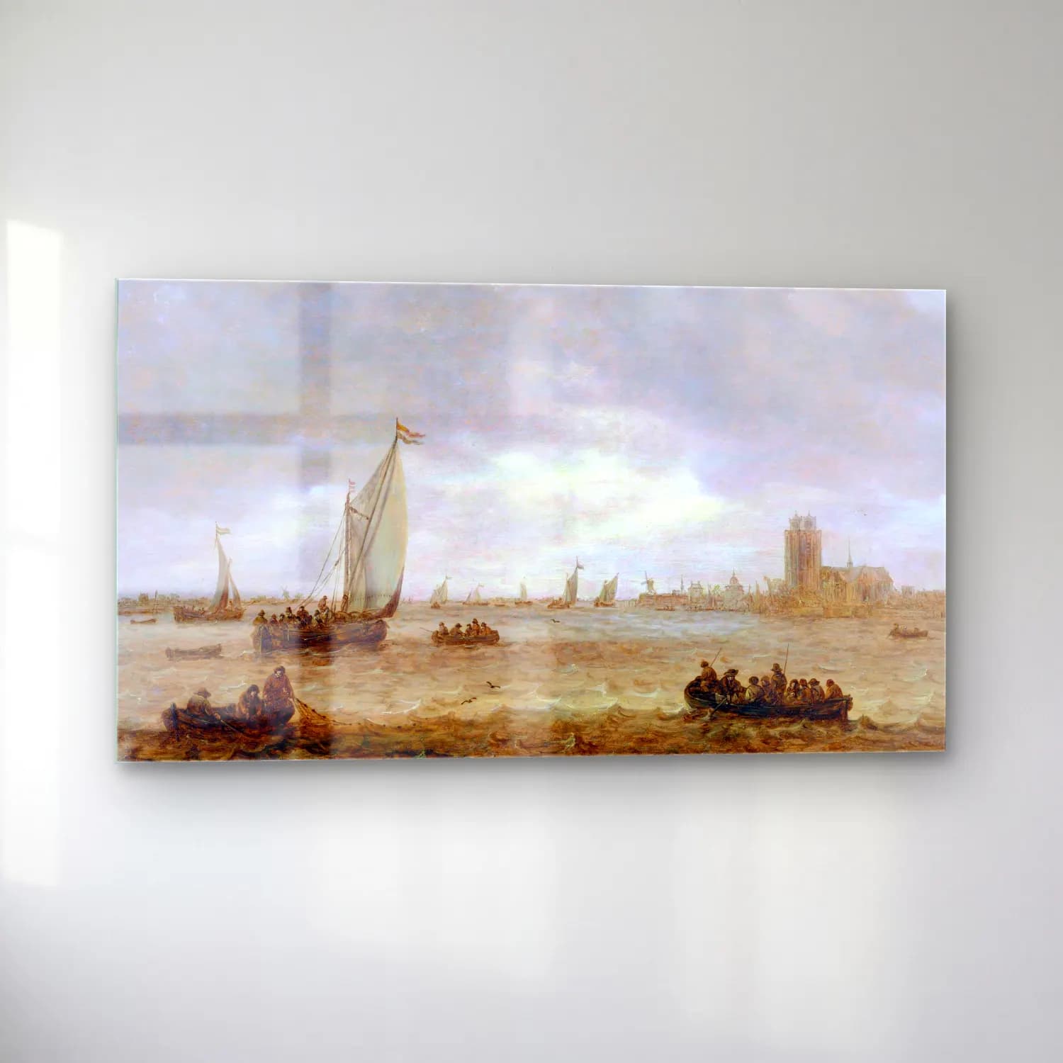 Jan van Goyen – Mouth of the Meuse (Dordrecht) cam tablo — sol açıdan görünüm