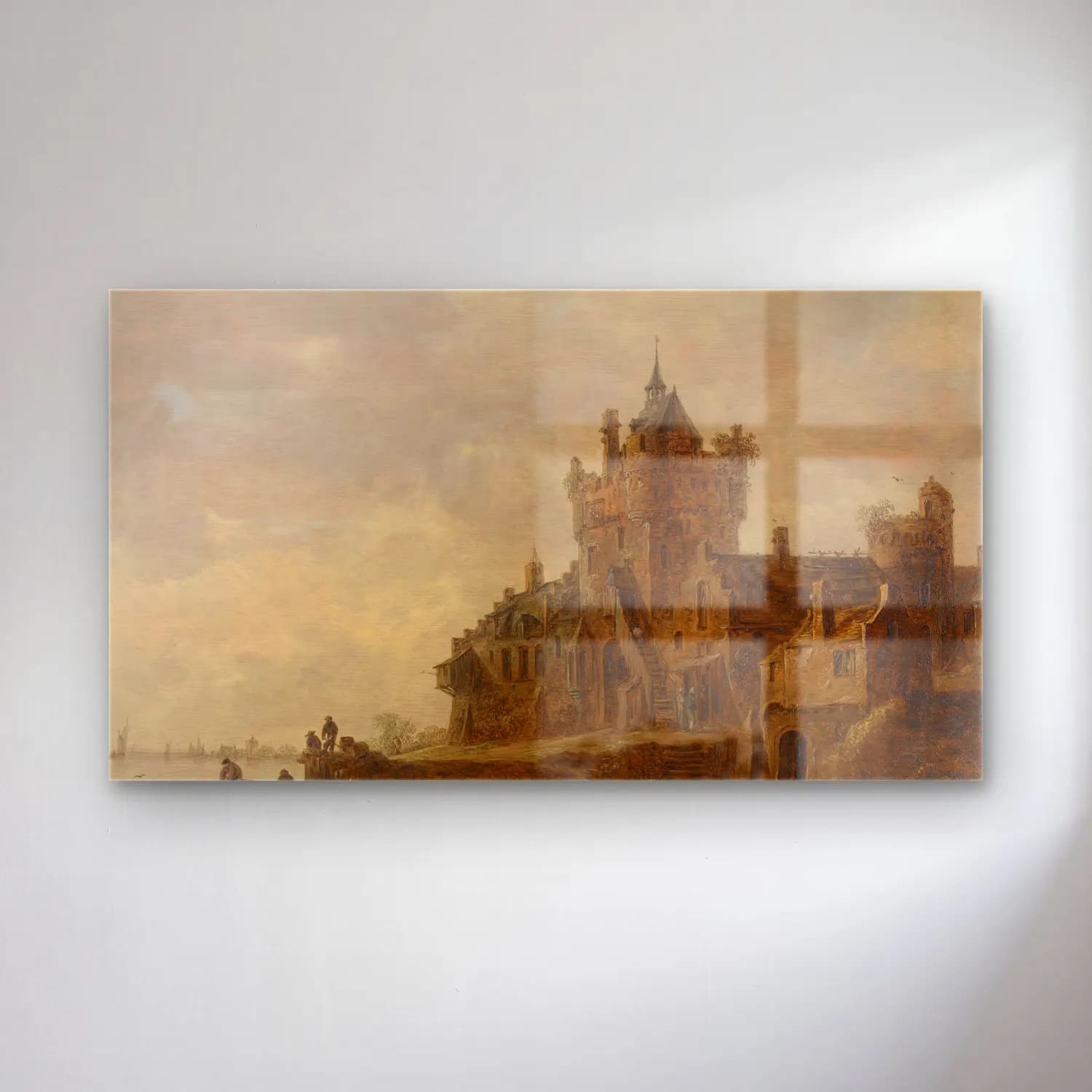 Jan van Goyen – Old Castle Gate in Nijmegen cam tablo — Jan van Goyen – Old Castle Gate in Nijmegen — yağlı boya şato