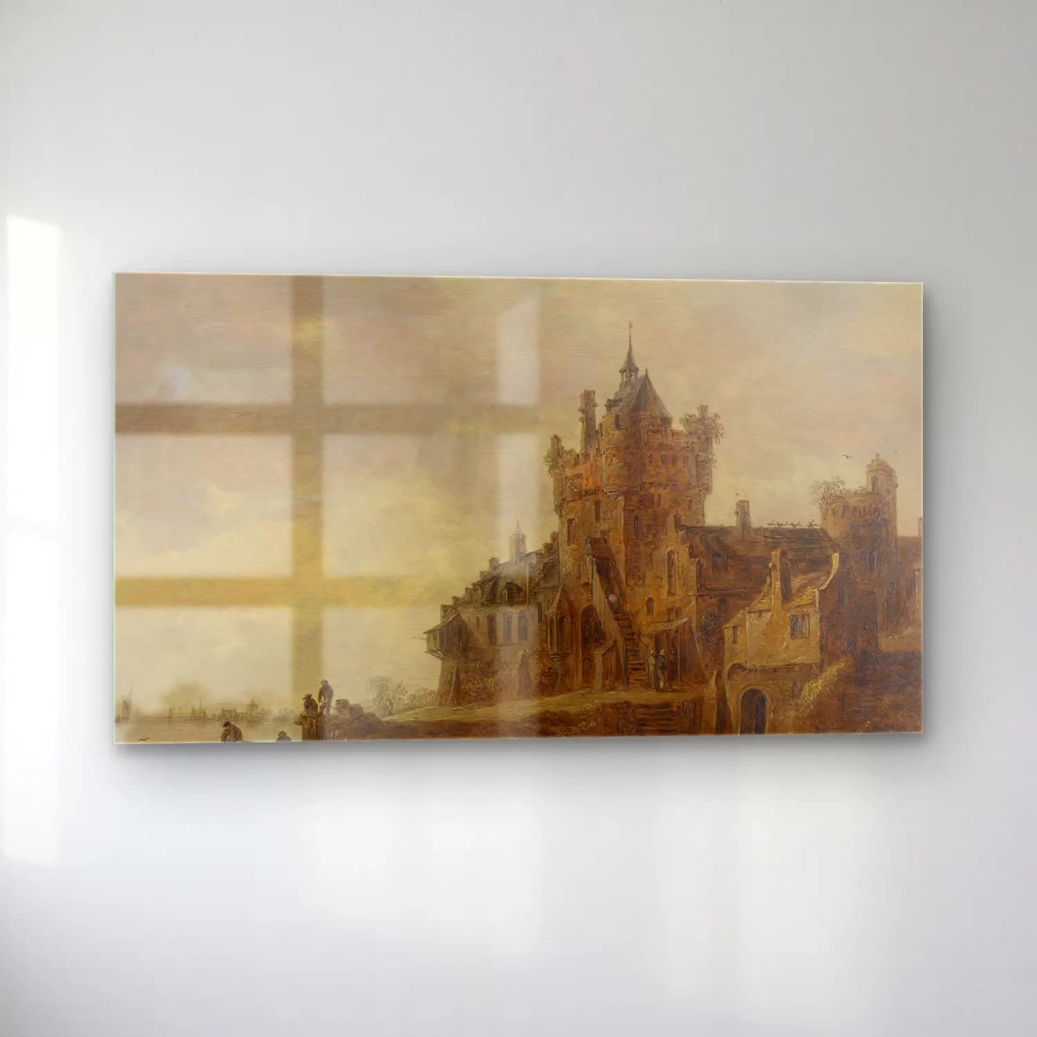 Jan van Goyen – Old Castle Gate in Nijmegen cam tablo — sol açıdan görünüm