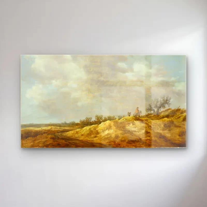Jan van Goyen – Path through the Dunes cam tablo — Jan van Goyen – Path through the Dunes — yağlı boya buğday tarlası