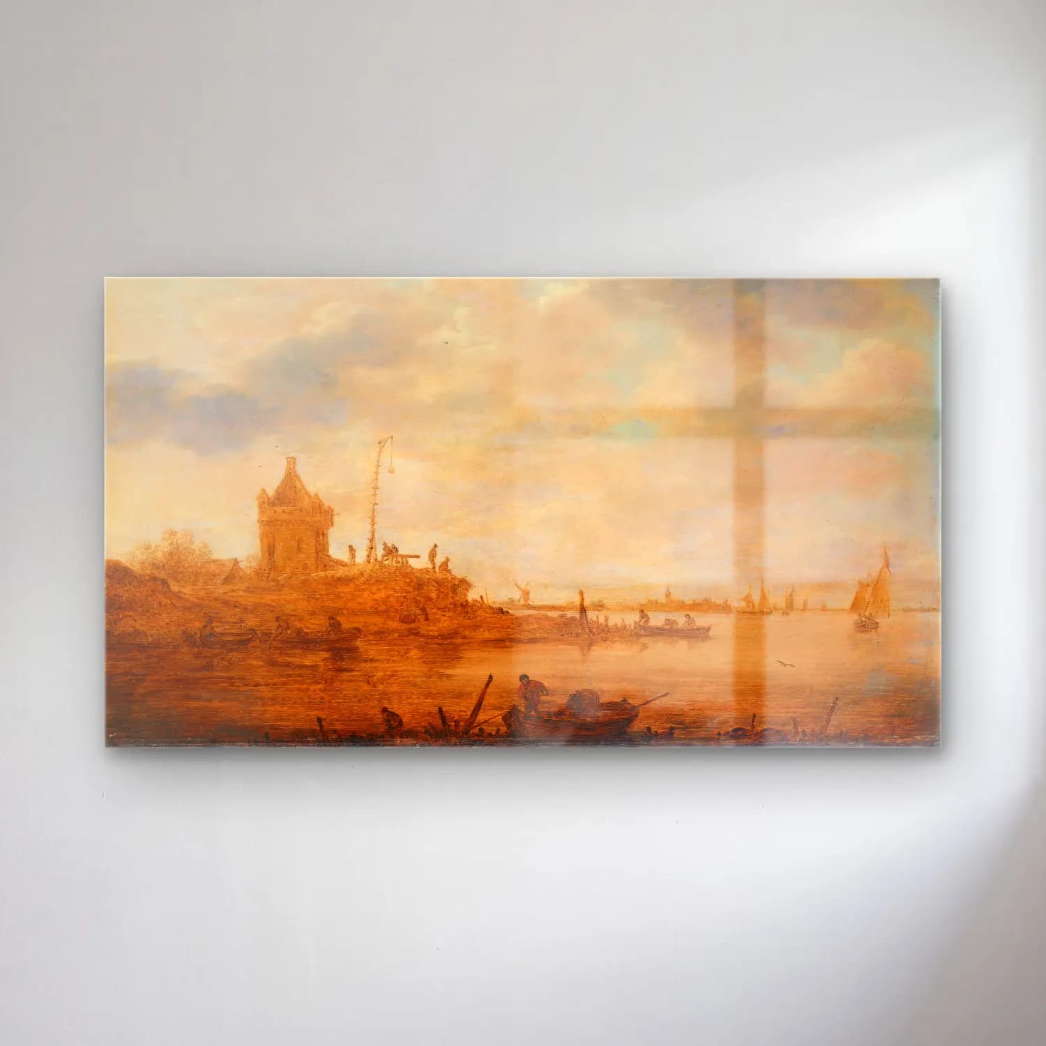 Jan van Goyen – River View with Sentry Post cam tablo — Jan van Goyen – River View with Sentry Post — yağlı boya liman ve tekneler