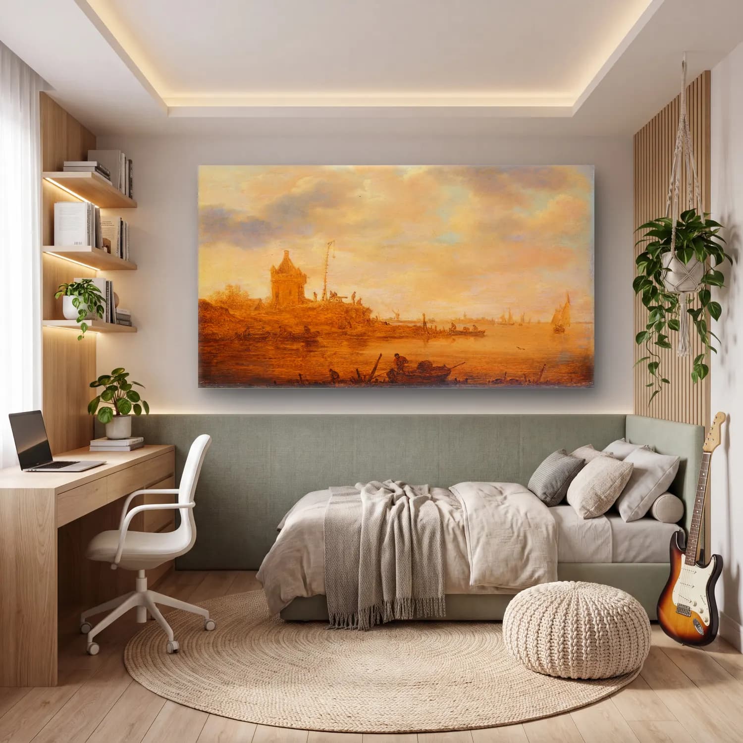 Jan van Goyen – River View with Sentry Post cam tablo — genç odasında