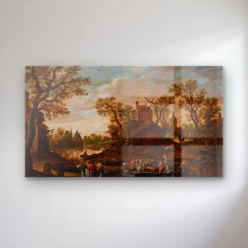 Jan van Goyen – The Ferry cam tablo — Jan van Goyen – The Ferry — yağlı boya kırda nehir
