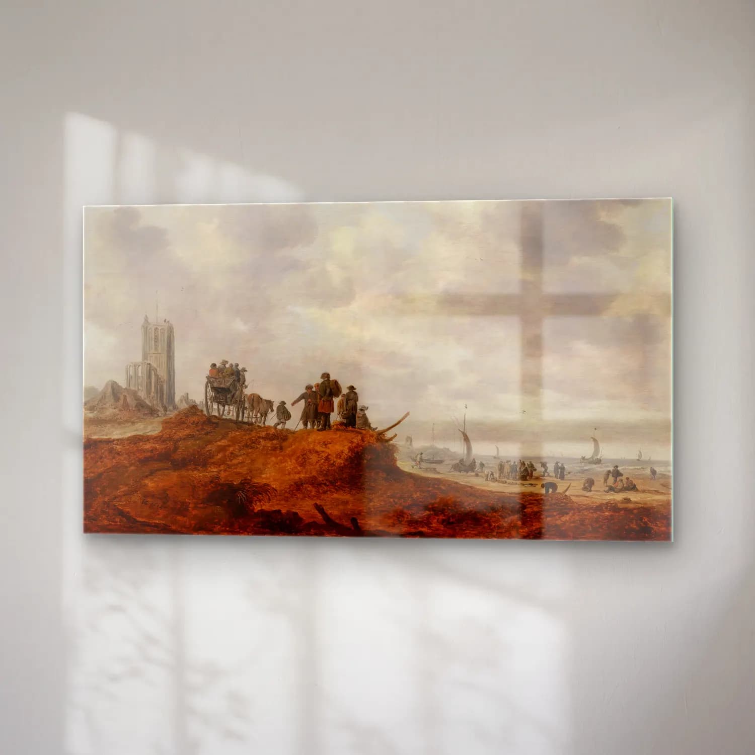 Jan van Goyen – The Old Church at Egmond aan Zee cam tablo — sağ açıdan görünüm