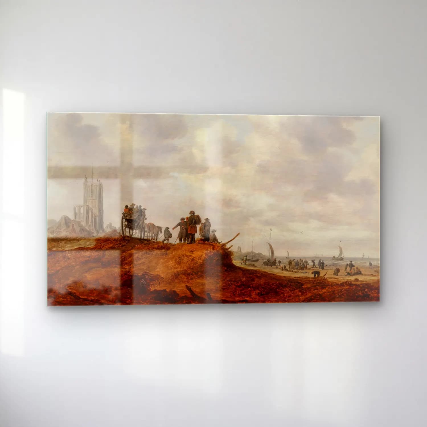 Jan van Goyen – The Old Church at Egmond aan Zee cam tablo — sol açıdan görünüm