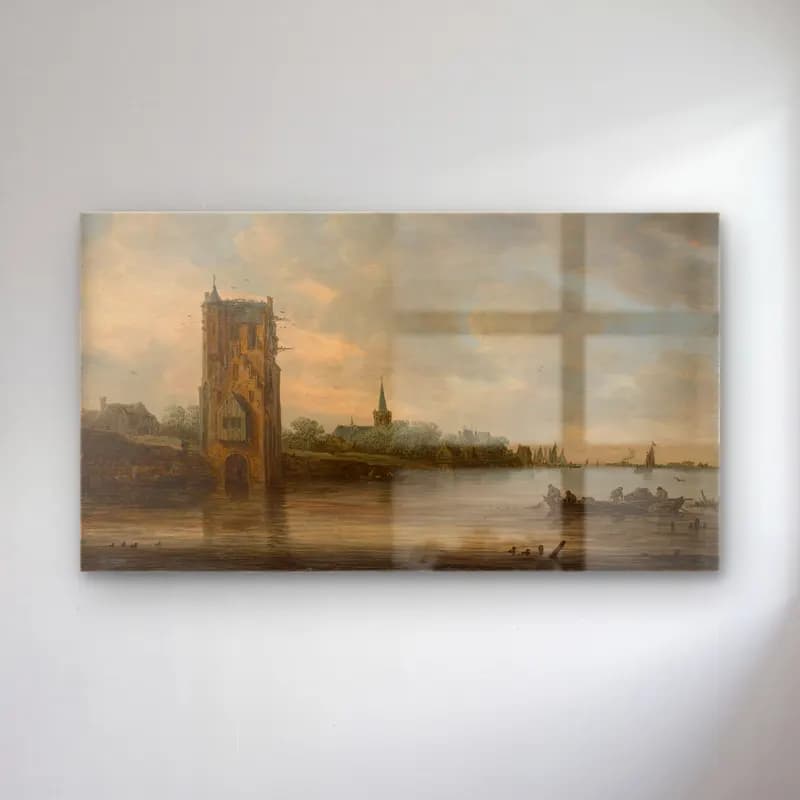 Jan van Goyen – The Pelkus Gate near Utrecht cam tablo — Jan van Goyen – The Pelkus Gate near Utrecht — yağlı boya şato
