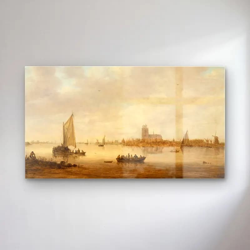 Jan van Goyen – View of Dordrecht from the Dordtse Kil cam tablo — Jan van Goyen – View of Dordrecht from the Dordtse Kil — yağlı boya liman ve tekneler