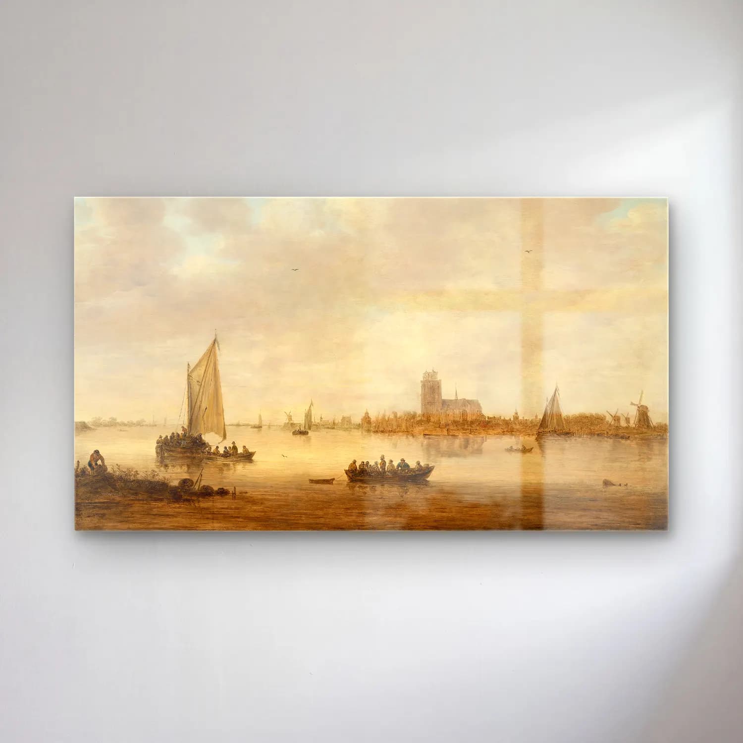 Jan van Goyen – View of Dordrecht from the Dordtse Kil cam tablo — Jan van Goyen – View of Dordrecht from the Dordtse Kil — yağlı boya liman ve tekneler