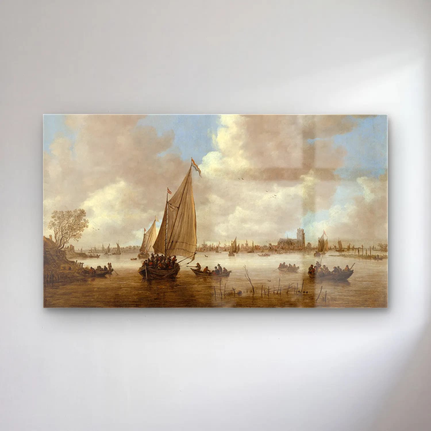 Jan van Goyen – View of Dordrecht from the North (early 1650s) cam tablo — Jan van Goyen – View of Dordrecht from the North (early 1650s) — yağlı boya liman ve tekneler