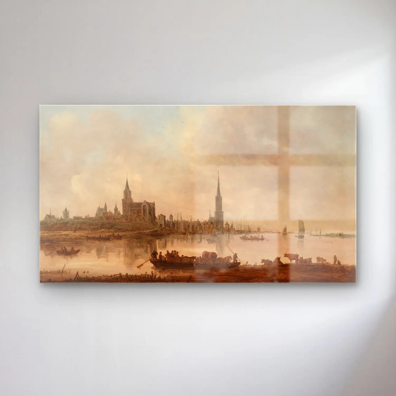 Jan van Goyen – View of Emmerich cam tablo — Jan van Goyen – View of Emmerich — yağlı boya liman ve tekneler
