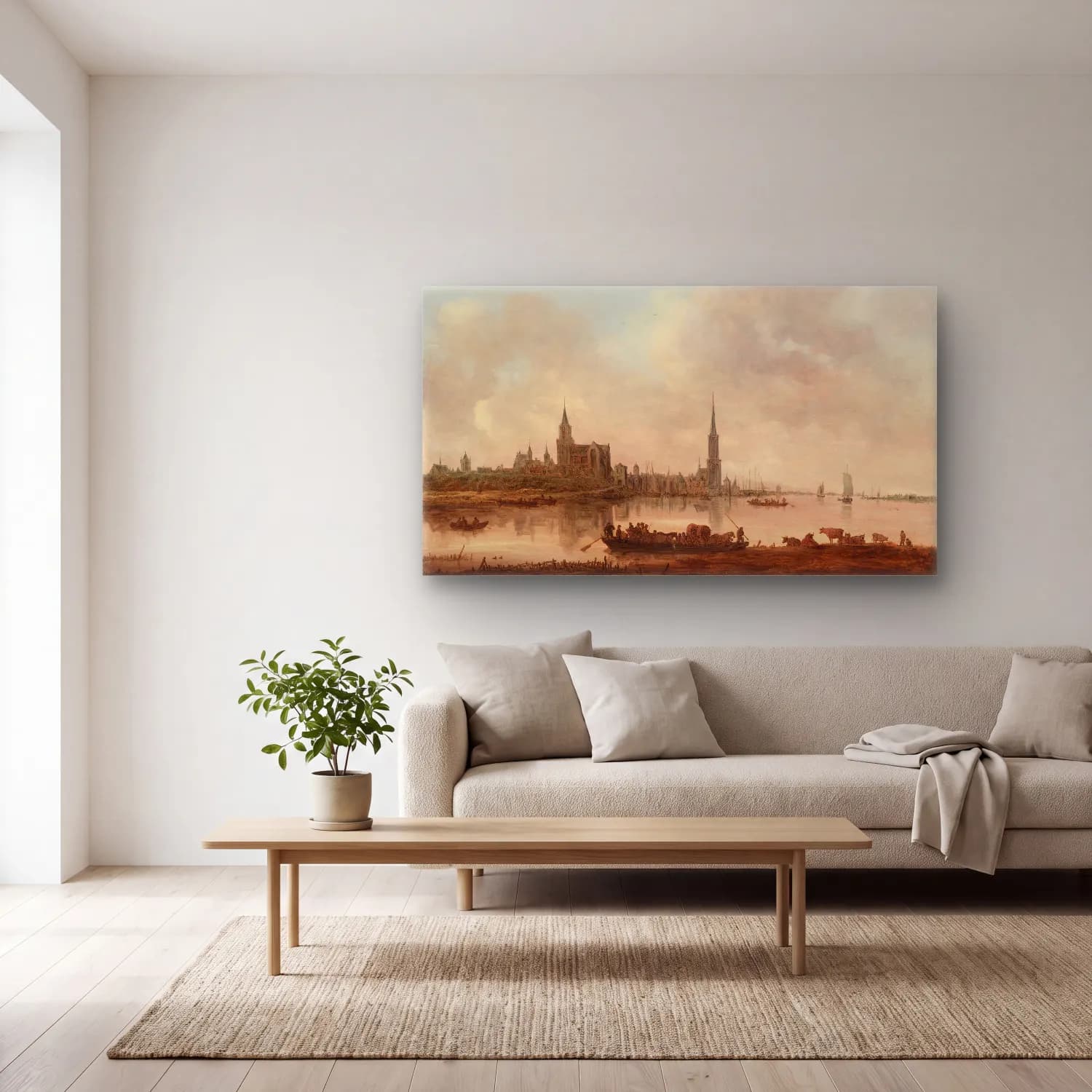 Jan van Goyen – View of Emmerich cam tablo — açık renk salonda
