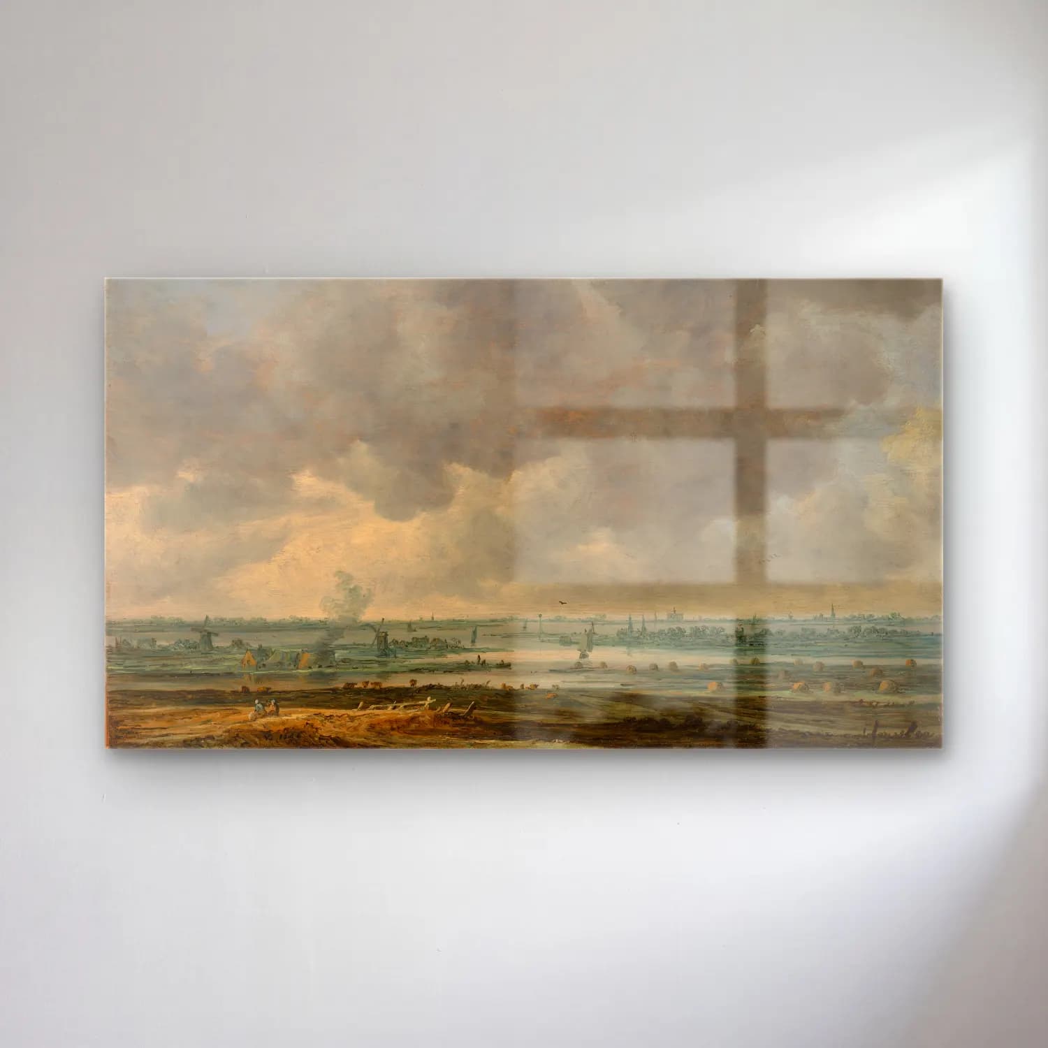 Jan van Goyen – View of Haarlem and the Haarlemmer Meer cam tablo — Jan van Goyen – View of Haarlem and the Haarlemmer Meer — yağlı boya kırda nehir