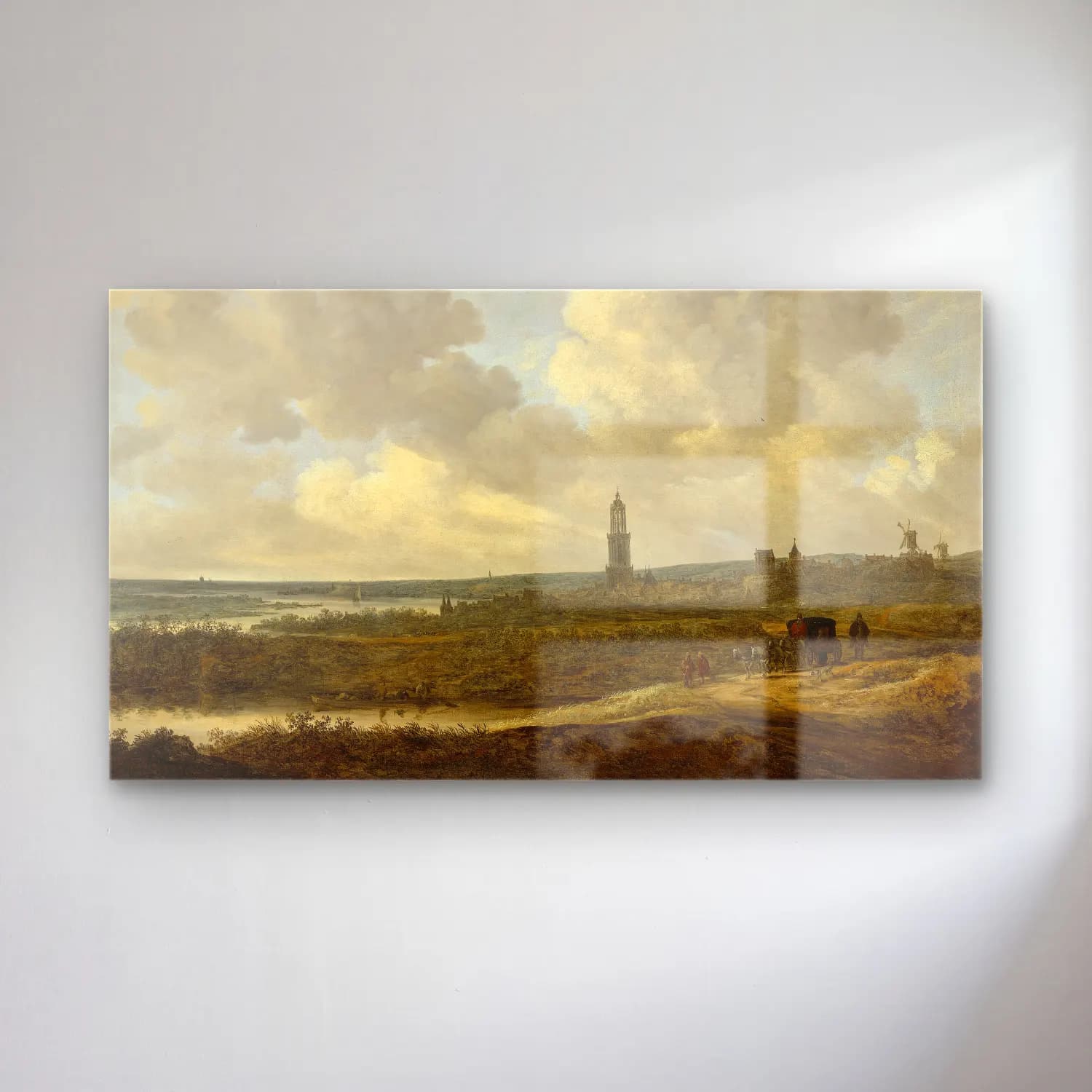Jan van Goyen – View of Rhenen cam tablo — Jan van Goyen – View of Rhenen — yağlı boya katedral