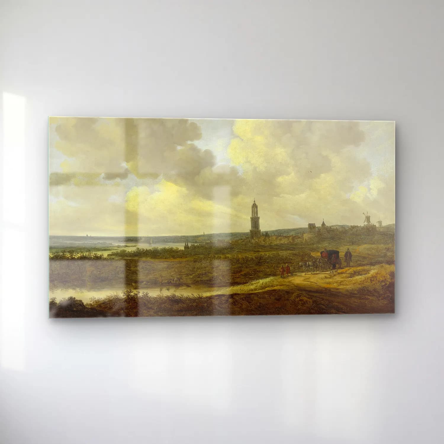 Jan van Goyen – View of Rhenen cam tablo — sol açıdan görünüm