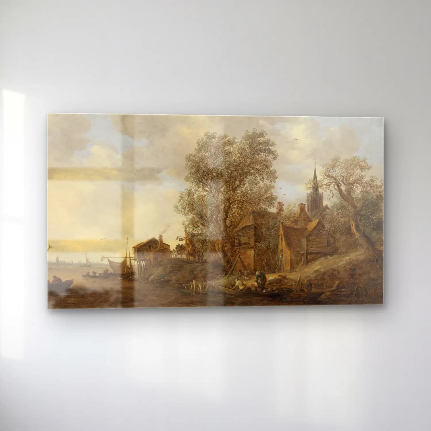 Jan van Goyen – View of a Town on a River cam tablo — sol açıdan görünüm
