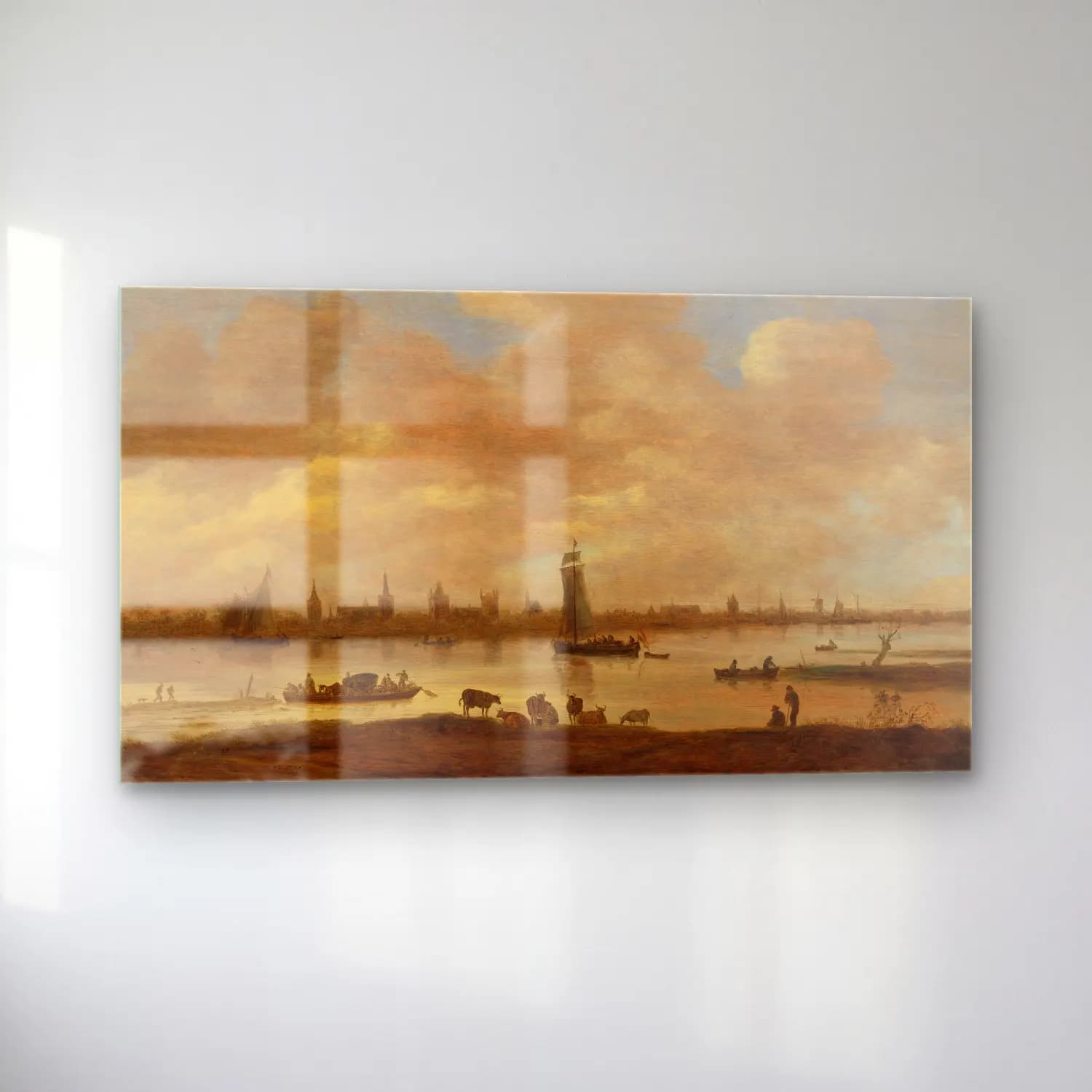 Jan van Goyen – View of an Imaginary Town across a River cam tablo — sol açıdan görünüm